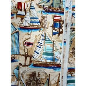 VTG Robert Kaufman Sailboat Fabric Tan Nautical Sailboat Anchor‎ Compass 98"x42"